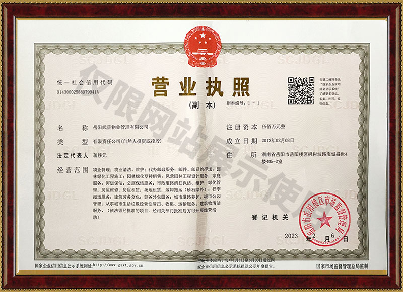 岳阳武星物业管理有限公司营业执照
