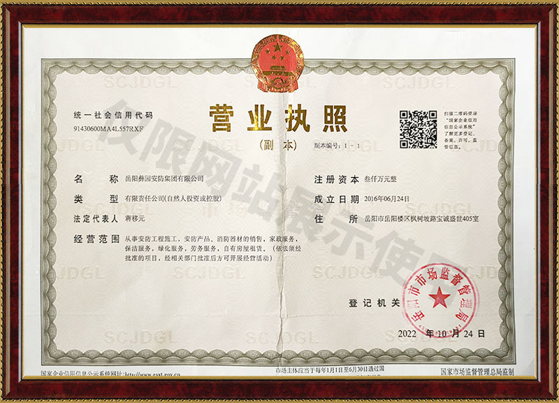 岳阳彝园安防集团有限公司营业执照